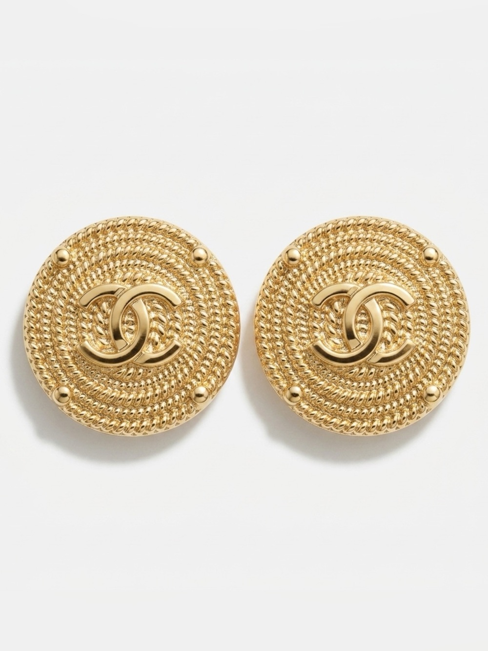 Gold-Tone Braided Round up-cycled Button Earrings